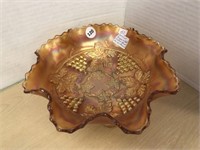 Carnival Glass - Grape & Cable Footed Bowl By