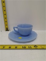 pyrex blue delphite cup & saucer