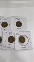 (5) Indian head pennies assorted years