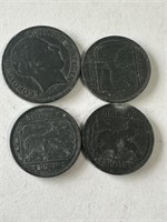 Belgium (Zinc) 1 Franc 1943, 1944(2);  5 Francs