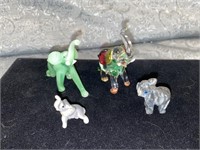 A- 4 glass elephants 1in to 3in