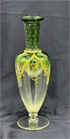 Green & Clear Vase w/Enamel
