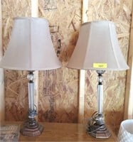 PAIR OF CRYSTAL LOOK LUCITE LAMPS