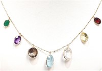 $2235 10K  Natural Amethyst, Garnet, Aquamarine, R