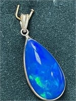 $2200 14K  Blue Opal(7.6ct) Pendant