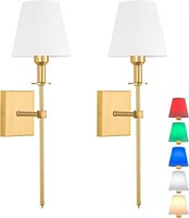 2pc Battery-Powered Gold Wall Sconce