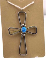 Sterling & Turquoise 2-1/2" pendant