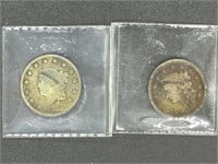 1828, 1838 large cents