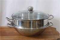 LARGE LIDDED PADERNO STEAMER PAN