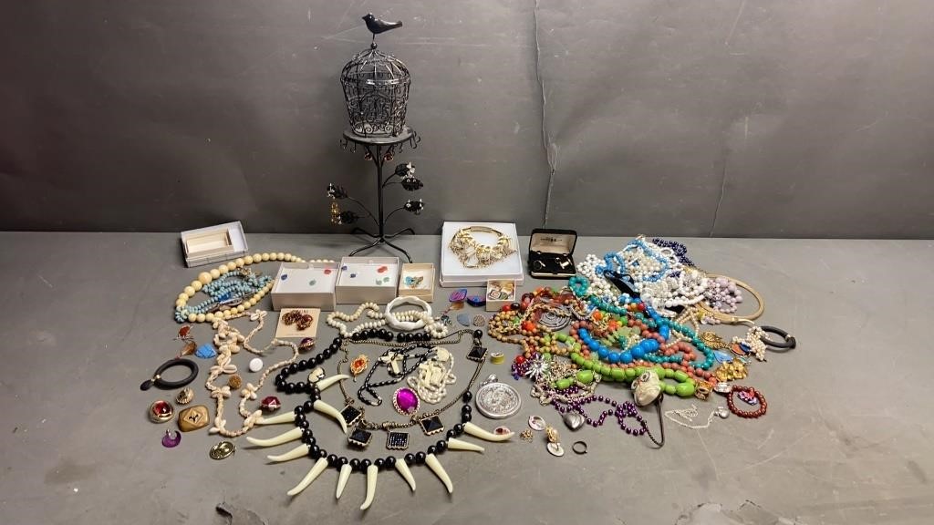 Vtg Costume Jewelry Large Lot w/Sterling Silver