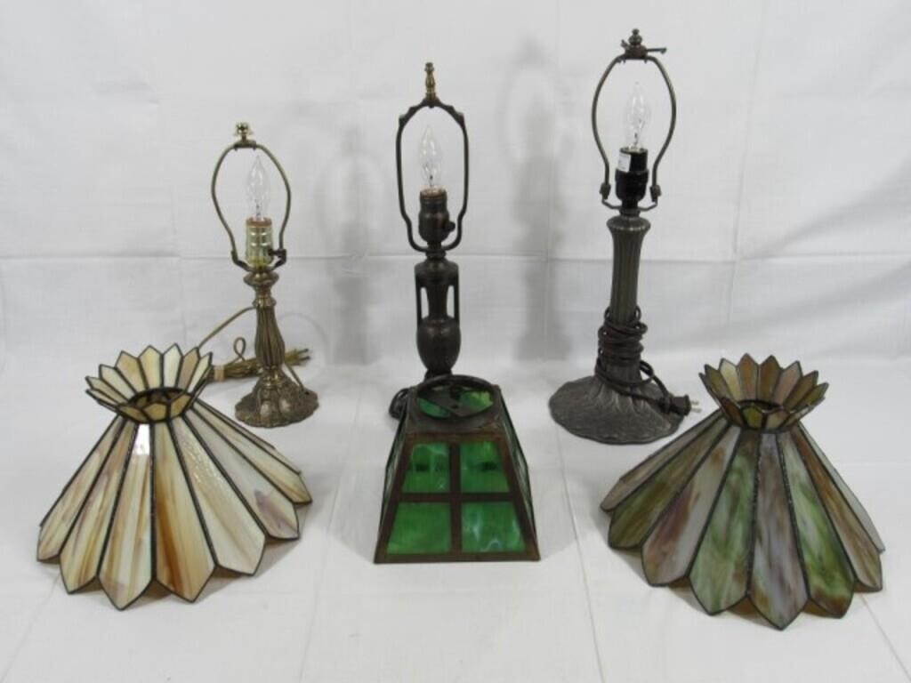 (3) STAINED GLASS LAMPS: