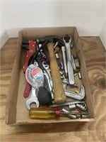 Sockets, ratchets, wrenches, hammer, misc tools