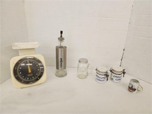 Kitchen Scale, Shakers, Vinegar Bottle and more