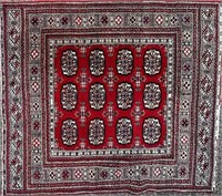 NEAT SQUARE SIZE BOKHARA HAND KNOTTED RUG