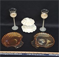 Iridescent Glass Shells/Shell Sugar Server+