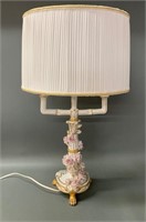 Early Floral Tri Light Desk Lamp with Roses