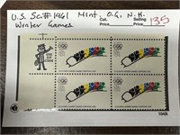 1961 OG NH WINTER GAMES STAMP BLOCK