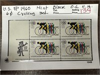 1960 STAMP BLOCK OG NH 6C CYCLING SET