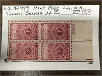 979 STAMP BLOCK OG NH TURNERS SOCIETY