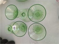 Green depression vintage glassware swirl desert