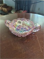 Pink iridescent L E Smith carnival glass with