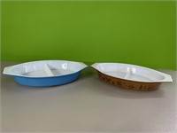 2 Pyrex divided serving dishes