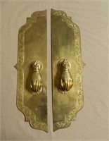 Brass Figural Hand Door Knockers or Pulls.