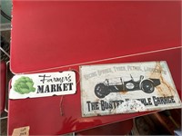 farmers market sign and car sign