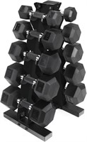 10-25 Lb Rubber Coated Hex Dumbbell Set