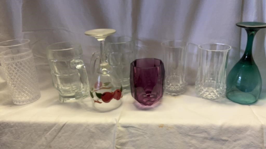 Assorted Glasses,plastic and glass(2 shelves)