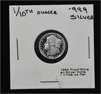 1/10th Ounce Silver Plated 1964 Morgan  $1 Token
