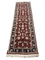 Hand-Knotted Runner with Red Field