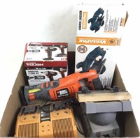 (5pc) Saws, Battery Charger, Cordless Drill