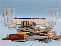 Sailboat glasses, Salt/Pepper Shakers, Silverware