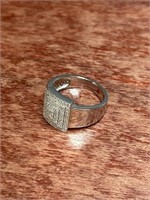 Sterling Silver .925 Square Sparkling Ring Size