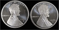 (2) 1 OZ .999 SILVER WHEAT CENT ROUNDS