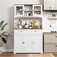 E9557  Homfa Kitchen Pantry Buffet 71.3'' Tall, Wh