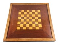 Vintage Inlay Wood Chess Checker Board
