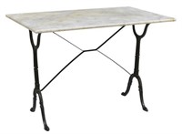 FRENCH PARISIAN MARBLE-TOP CAST IRON BISTRO TABLE