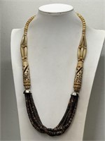 CARVED BONE  & BEAD NATIVE NECKLACE