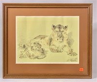 Lioness & Cubs print, U.K. Edition of Higgins