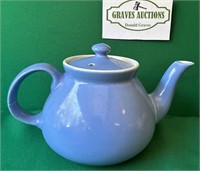 Hall Blue Teapot 6” tall 9” across
