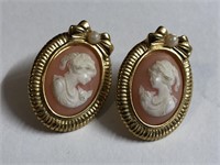 Vintage Set of Lady Cameo Earrings