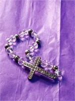 CROSS BRACELET RHINESTONES AND BEADS