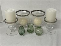 2 Hurricane Lamps, 2 Candle Holder Home Decor