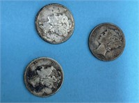 1944, 1945, and 1945S Silver Mercury Dimes