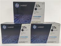 (3) New HP Laserjet 37A Black Print Cartridges