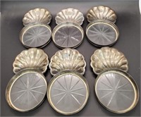 (A) Sterling Silver Glass Bottom Coasters/Server