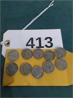 (10) 1940\'s and 50\'s Jefferson Nickels