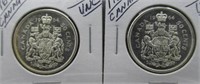 (2) 1964 Canadian Silver Half Dollars.